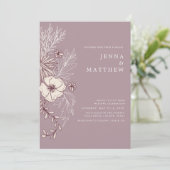 Moderne Creme Mauve Floral Wedding Kaart (Staand voorkant)