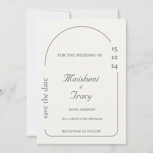 Moderne crème minimalistische bruiloft kaart (Voorkant)