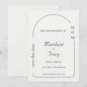 Moderne crème minimalistische bruiloft kaart (Voorkant / Achterkant)