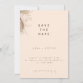 Moderne Crème Pampasgras bruiloft Save The Date (Achterkant)