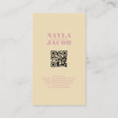 Moderne Crème & Roze Geruit Patroon QR Code Visitekaartje (Achterkant)