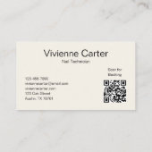 Moderne Crème Roze Script 3 Foto Nagel QR Code Visitekaartje (Achterkant)