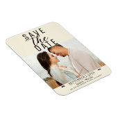 Moderne Crème Save the Date Trouwfoto Magneet (Rechterzijde)