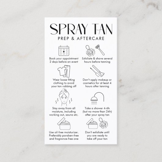 Moderne Crème & Wit Elegant Spray Tan Nazorg Visitekaartje (Voorkant)