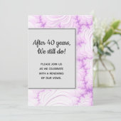 Moderne Crème Witte en Paarse Fractale Huwelijksbe Kaart (Staand voorkant)