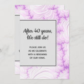 Moderne Crème Witte en Paarse Fractale Huwelijksbe Kaart (Voorkant / Achterkant)