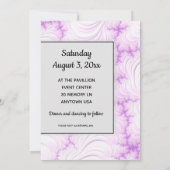 Moderne Crème Witte en Violette Fractal Huwelijksb Kaart (Achterkant)