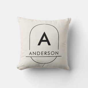 Moderne Crème Witte Minimalistische Familienaam Mo Kussen