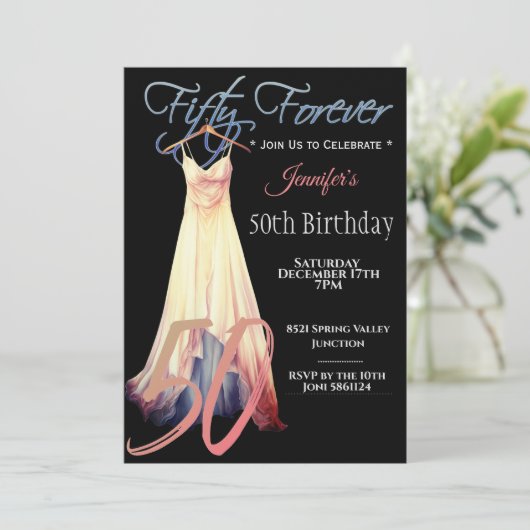 Moderne Crème Zwart Digitale Kunst 50e Kaart (Staand voorkant)