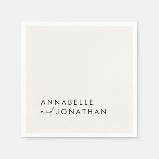 Moderne crème zwarte minimalistische hedendaagse t servet (Voorkant)