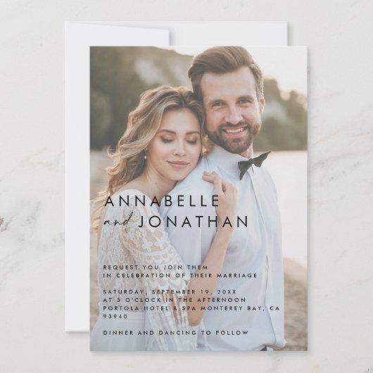 Moderne crèmekleurige zwarte script minimale heden save the date (Voorkant)