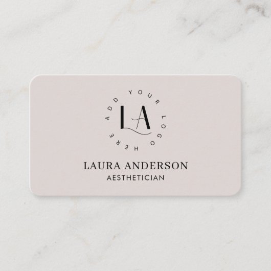 Moderne crèmeneutrale estheticus Elegante Logo Visitekaartje (Voorkant)