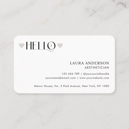 Moderne crèmeneutrale estheticus Elegante Logo Visitekaartje (Achterkant)