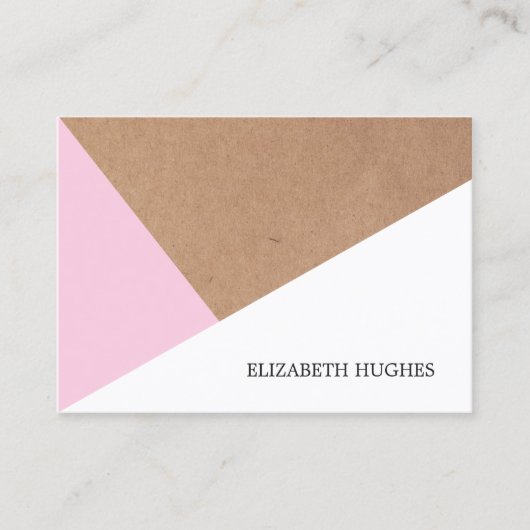 Moderne crèmepapier lichtroze witte meetkunde visitekaartje (Voorkant)