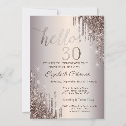 Moderne crèmewand drift 30e verjaardag kaart (Voorkant)