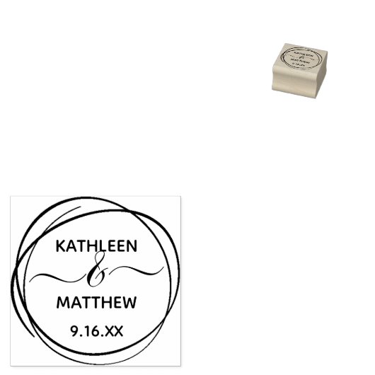 Moderne cribble Circle Names Date Weddenschap Rubberstempel (Gestempeld)