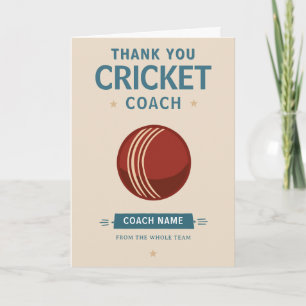 Moderne Cricket Team Speler Coach Bedankkaart
