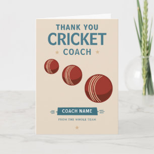 Moderne Cricket Team Speler Coach Bedankkaart
