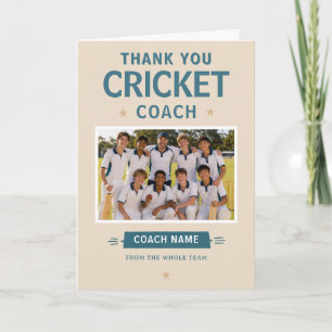 Moderne Cricket Teamfoto Coach Bedankkaart