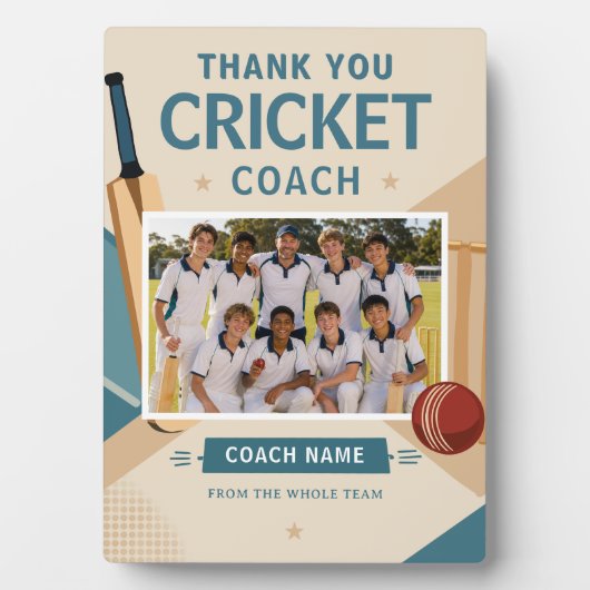 Moderne Cricket Teamfoto Coach Fotoplaat (voorkant)