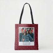 Moderne Crimson Red Kerstboom & Groeten Tote Bag (Voorkant)
