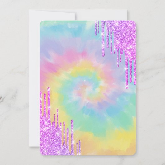 Moderne crool Violet Glitter Drips Tie Dye Kaart (Achterkant)