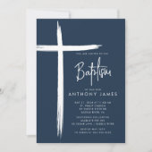 Moderne Cross Boys Doop Uitnodiging (Voorkant)