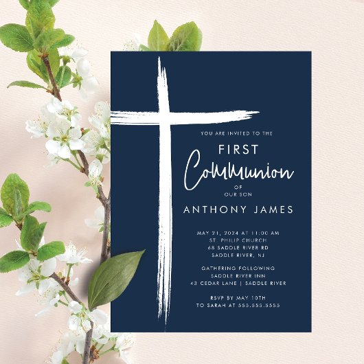 Moderne Cross Boys Eerste Communie Kaart