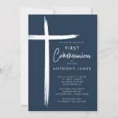Moderne Cross Boys Eerste Communie Kaart (Voorkant)