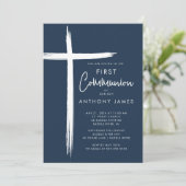 Moderne Cross Boys Eerste Communie Kaart (Staand voorkant)