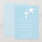 Moderne Cross- en Dove Blue Baptism-uitvindingen Kaart (Voorkant / Achterkant)
