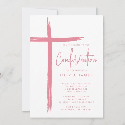 Moderne Cross Meisjes Bevestiging Uitnodiging (Voorkant)