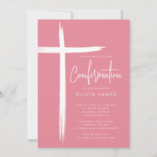 Moderne Cross Meisjes Bevestiging Uitnodiging (Voorkant)
