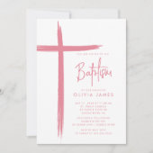 Moderne Cross Meisjes Doop Uitnodiging (Voorkant)