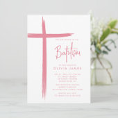 Moderne Cross Meisjes Doop Uitnodiging (Staand voorkant)