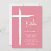 Moderne Cross Meisjes Doop Uitnodiging (Voorkant)