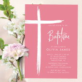 Moderne Cross Meisjes Doop Uitnodiging