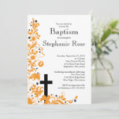 Moderne Cross-Oranje Baptisme-uitnodiging Kaart (Staand voorkant)