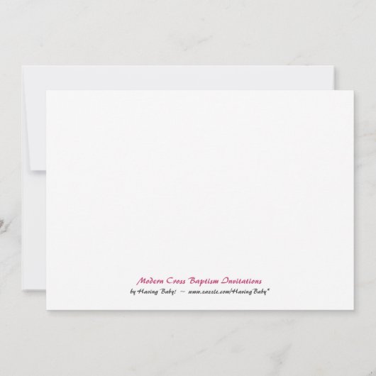 Moderne Cross Roze Doop Uitnodigingen (Achterkant)