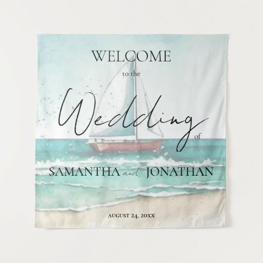 Moderne cruise bruiloft wandkleed (Voorkant)