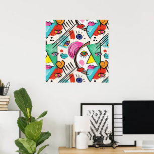 Moderne Cubistische Abstracte Kunstzinnige Vrouwen Poster