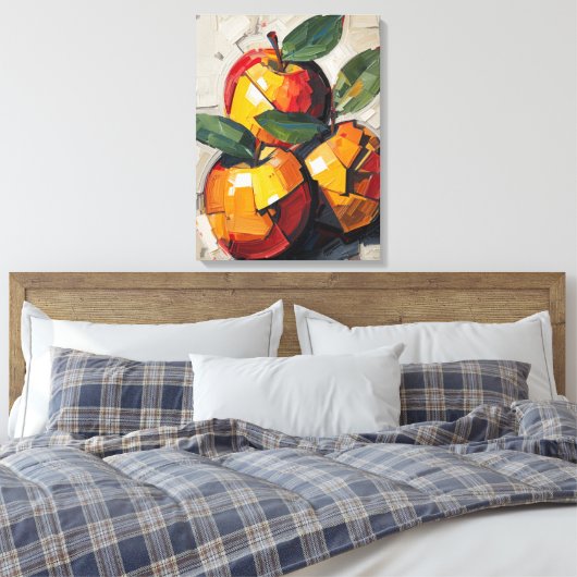Moderne Cubistische Appel Canvas Kunst – Levendig  (Insitu (Slaapkamer))