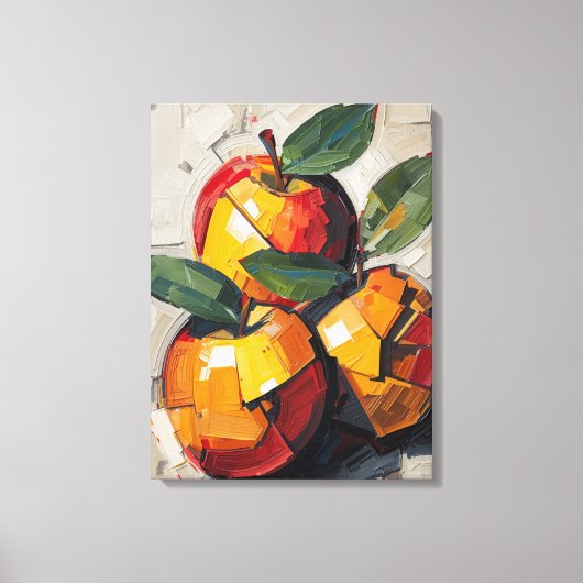 Moderne Cubistische Appel Canvas Kunst – Levendig  (Voorkant)