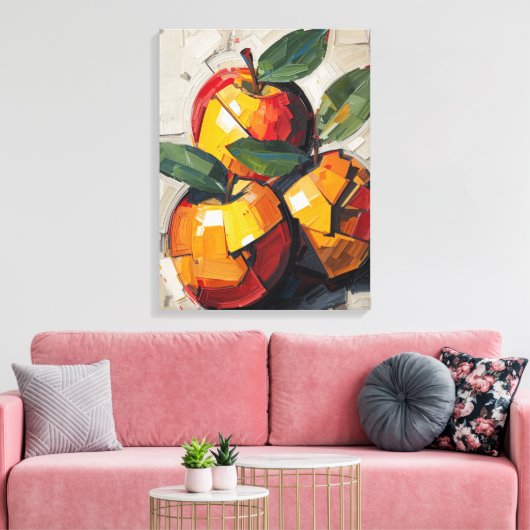 Moderne Cubistische Appel Canvas Kunst – Levendig (Insitu (Woonkamer))
