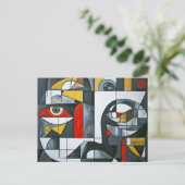 Moderne Cubistische Gezichtabstractie Briefkaart (Staand voorkant)