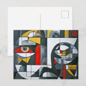 Moderne Cubistische Gezichtabstractie Briefkaart (Voorkant / Achterkant)