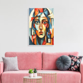 Moderne Cubistische Portret Geometrisch Canvas Afdruk (Insitu (Woonkamer))