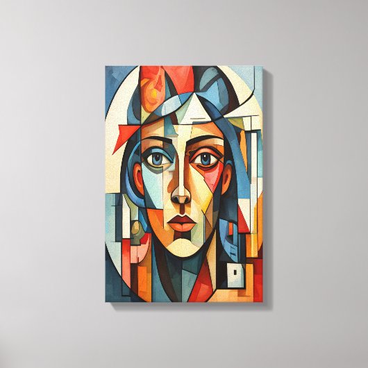Moderne Cubistische Portret Geometrisch Canvas Afdruk (Voorkant)