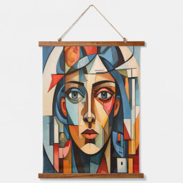 Moderne Cubistische Portret Geometrische Print Hangend Wandkleed