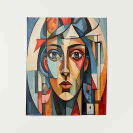 Moderne Cubistische Portret Geometrische Print Wandkleed